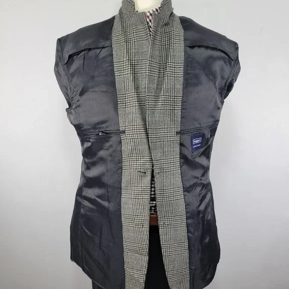 Haggar‎ Men's Sport Coat Blazer Two Button Gray Plaid Lambs Wool Size 42L